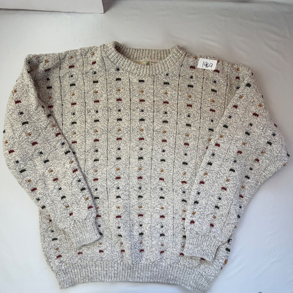 Fieldmaster Sweater XL Grey Vintage 90s Chunky Cotton Knit Made in USA Casual